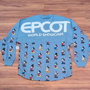 NWT EPCOT Mickey Around The World Showcase Spirit Jersey Medium Blue Variant